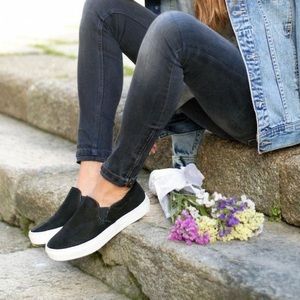 Nordstrom Black Suede Slip ons